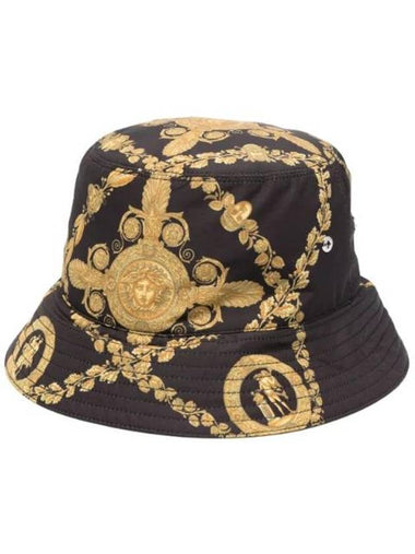 Barocco Print Cotton Bucket Hat Black - VERSACE - BALAAN 1