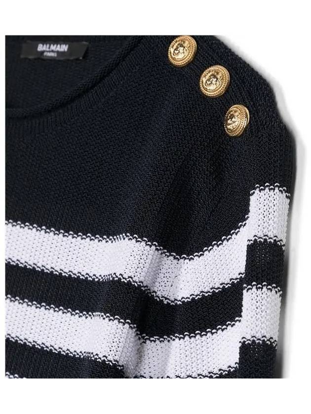 Kids Gold Button Stripe Cotton Knit - BALMAIN - BALAAN 2