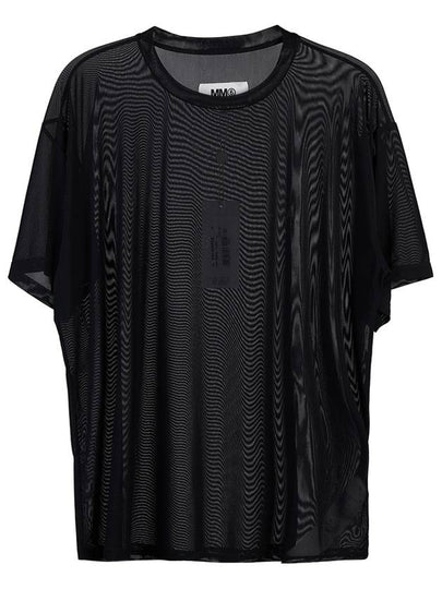 Logo Printed See-Through Short Sleeved T-Shirt Black - MAISON MARGIELA - BALAAN 2