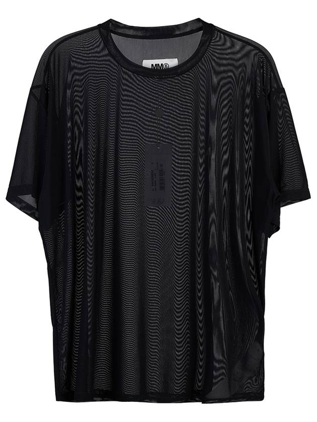 Logo Printed See-Through Short Sleeved T-Shirt Black - MAISON MARGIELA - BALAAN 11