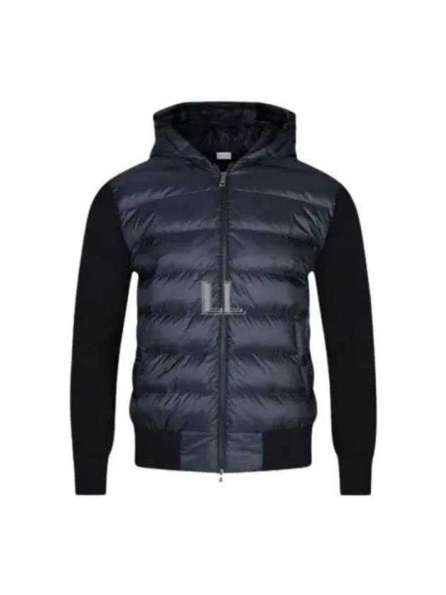 Quilted Wool Cardigan Navy - MONCLER - BALAAN 2