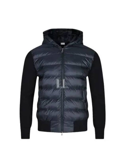 Quilted Wool Cardigan Navy - MONCLER - BALAAN 2