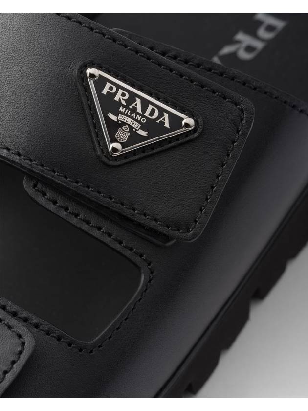 Strap Leather Sandals Black - PRADA - BALAAN 7