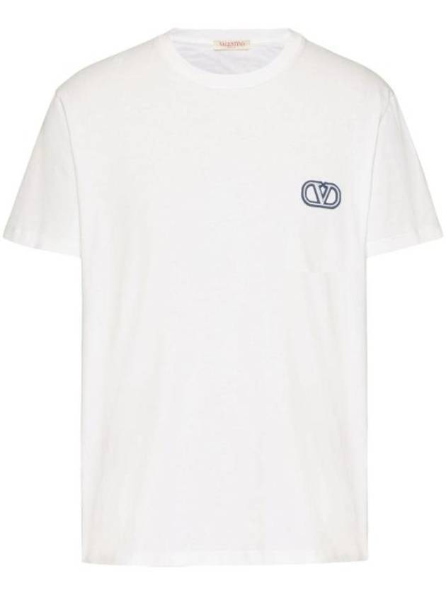 V logo signature patch cotton short sleeve t shirt white - VALENTINO - BALAAN 1