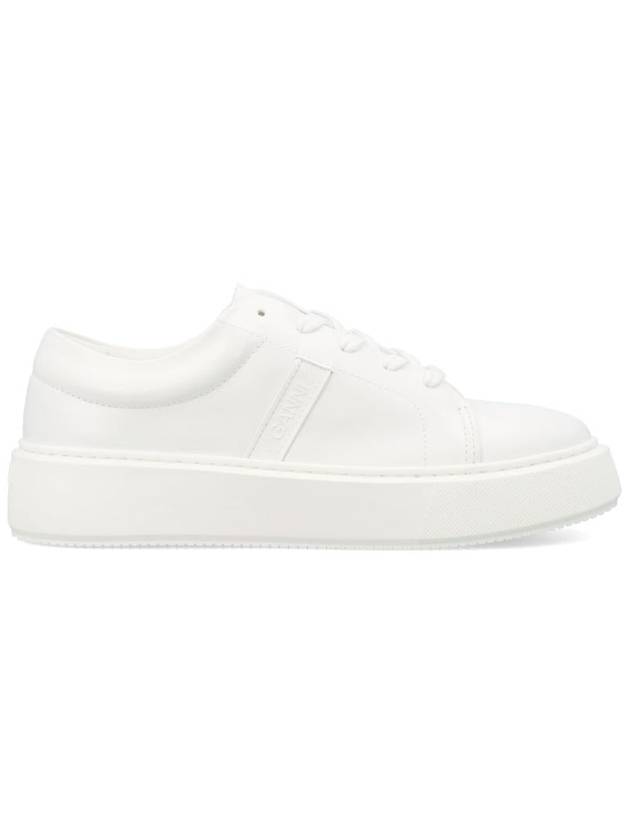 Logo Leather Low-Top Sneakers White - GANNI - BALAAN 2