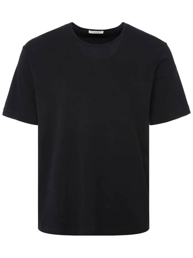 Rib U Neck Short Sleeve T-Shirt Black - LEMAIRE - BALAAN 3