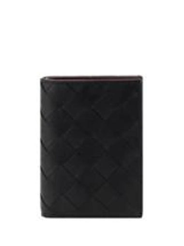 Intrecciato Leather Card Wallet Black - BOTTEGA VENETA - BALAAN 1