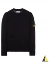 Men's Waffen Patch Crew Neck Raw Cotton Knit Top Black - STONE ISLAND - BALAAN 2