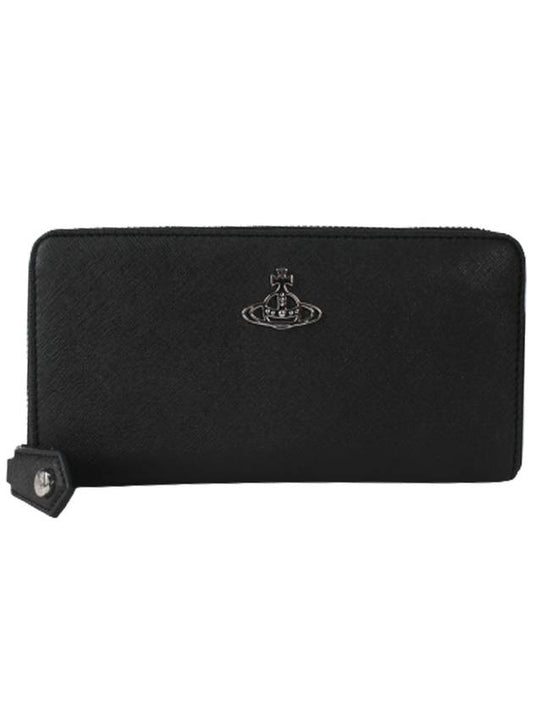 ORB Saffiano Biogreen Zipper Long Wallet Black - VIVIENNE WESTWOOD - BALAAN 2