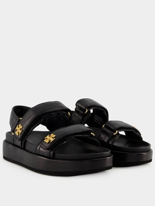 Kira Sports Logo Leather Sandals Black - TORY BURCH - BALAAN 3