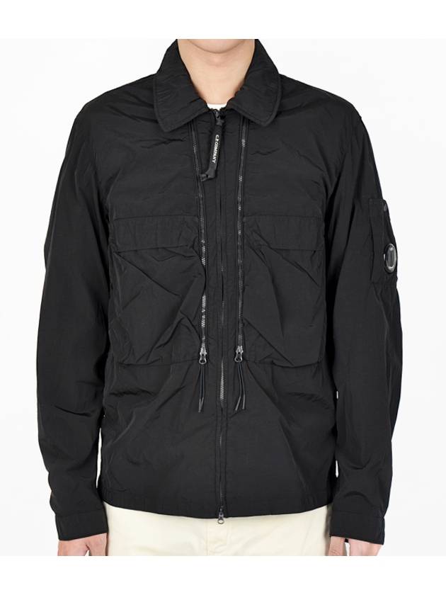 Chrome-R Hooded Over Long Sleeve Shirt Black - CP COMPANY - BALAAN 1