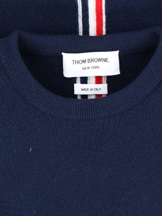 Arm Band Merino Wool Pique Knit Top Navy - THOM BROWNE - BALAAN 5