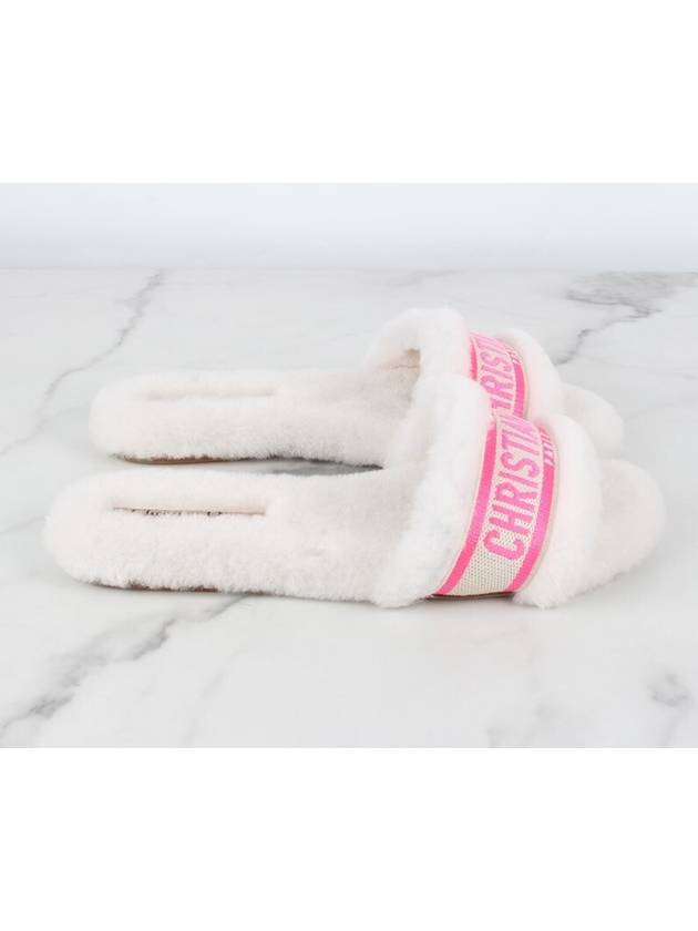 Shearling Fuchsia Logo Mule Slippers 37 240 - DIOR - BALAAN 6