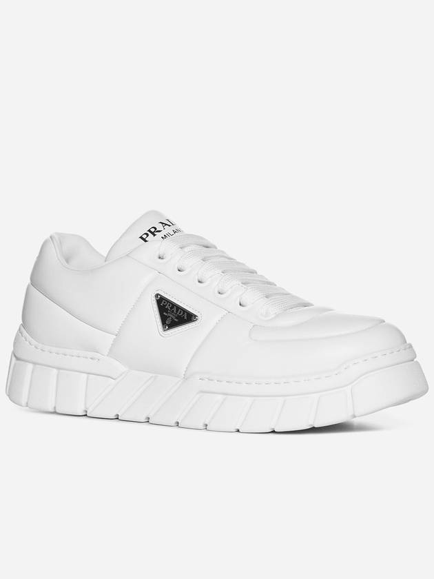 Padded Nappa Leather Low Top Sneakers White - PRADA - BALAAN 4