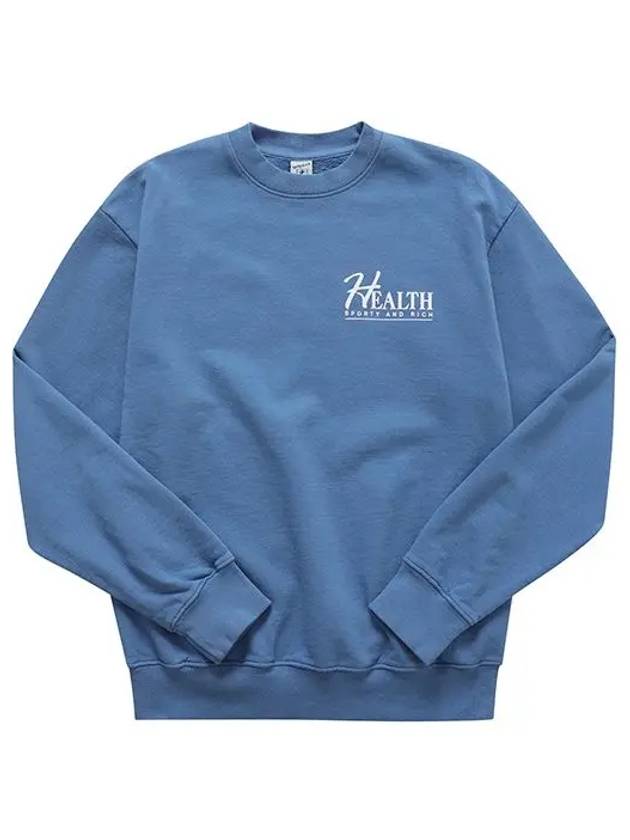 Crew Neck Brushed Sweatshirt Blue - SPORTY & RICH - BALAAN 3