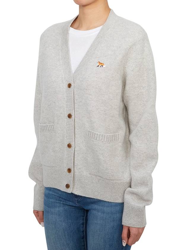 Baby Fox Patch Boxy Cardigan Light Grey Melange - MAISON KITSUNE - BALAAN 3