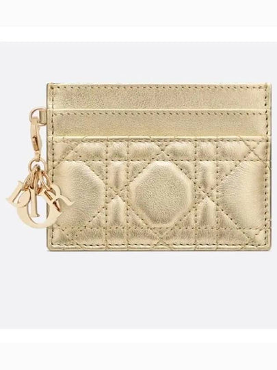 Prisia Cannage Calfskin Card Holder Metallic Gold - DIOR - BALAAN 2