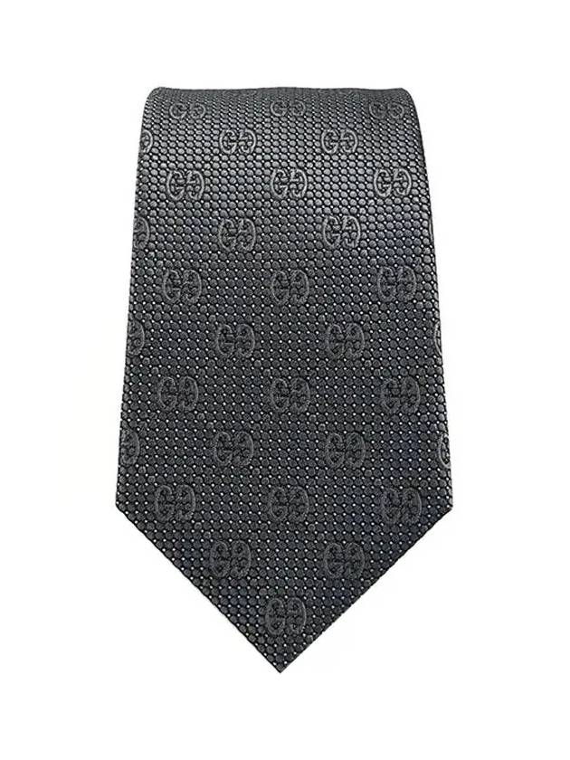 Men's GG Dot Pattern Silk Necktie Grey - GUCCI - BALAAN 4