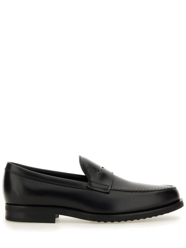 Men's Stamped Monogram Semi Glossy Leather Loafers Black - TOD'S - BALAAN 6