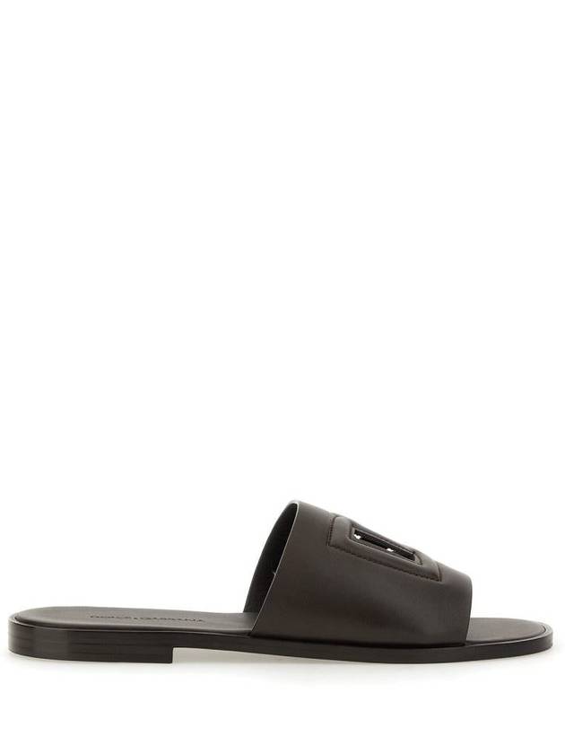 DG Logo Leather Sandals Brown - DOLCE&GABBANA - BALAAN 2