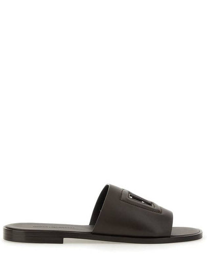 DG Logo Leather Sandals Brown - DOLCE&GABBANA - BALAAN 2