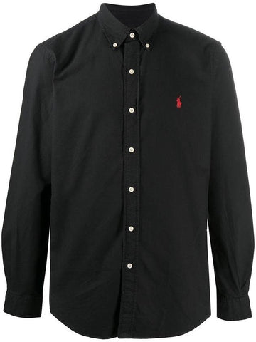 Pony Embroidery Long Sleeve Shirt Black - POLO RALPH LAUREN - BALAAN.