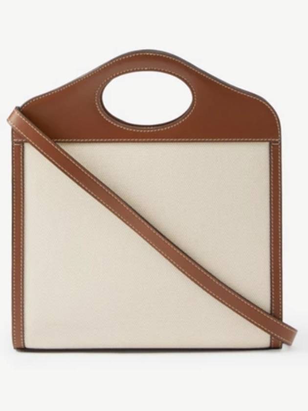 Mini Two-Tone Canvas And Leather Pocket Bag Natural Malt Brown - BURBERRY - BALAAN 4