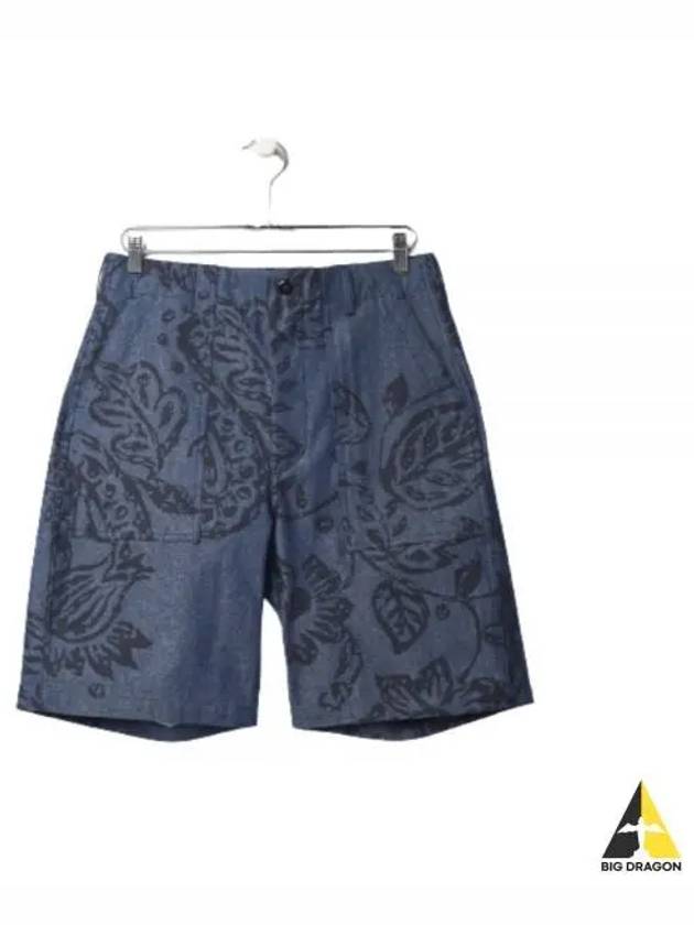 Fatigue Short Indigo Floral Print 8oz Denim MP298 CT242 Shorts - ENGINEERED GARMENTS - BALAAN 1