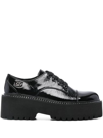 Liu Jo Shiny Black Calfskin Shoes With Laces - LIU JO - BALAAN 1