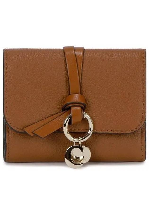 Alphabet Grain Leather Flap Small Half Wallet Brown - CHLOE - BALAAN 2