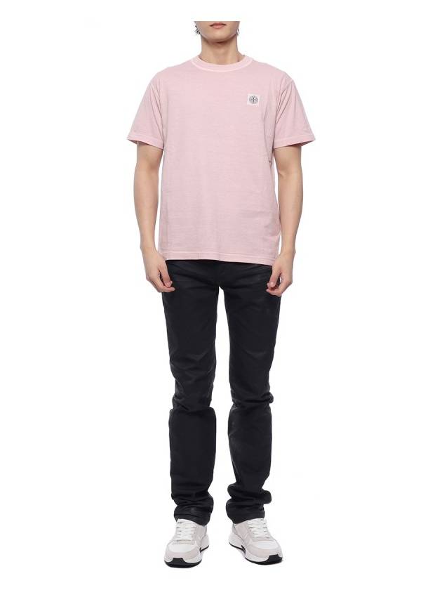 Organic Cotton Short Sleeve T-Shirt Pink - STONE ISLAND - BALAAN 4