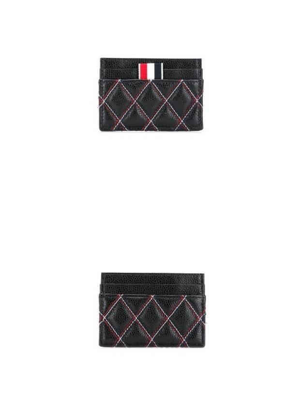 Caviar Agneau RWB Quilting Double Sided Card Wallet Black - THOM BROWNE - BALAAN 5