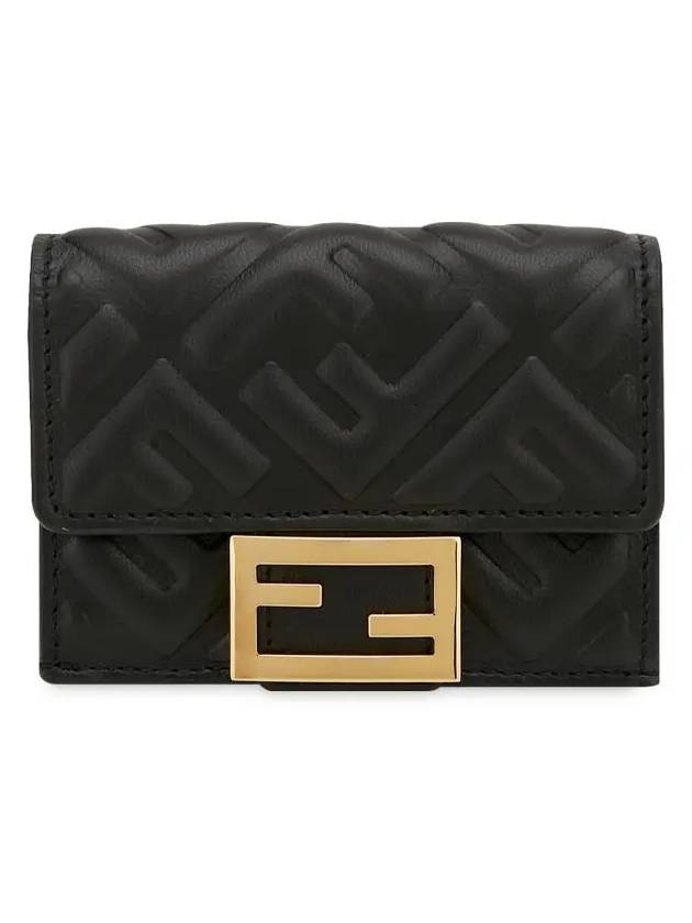 FF Baguette Flap Card Half Wallet Black - FENDI - BALAAN 4