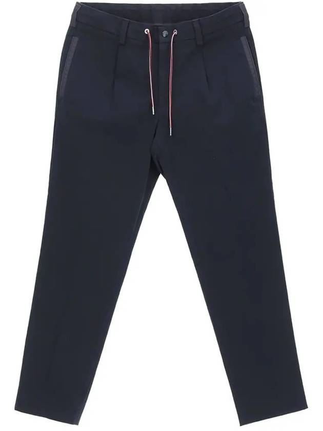 Men's Drawstring Gabardine Straight Pants Night Blue - MONCLER - BALAAN 3