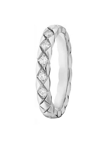 Coco Crush Diamond Wedding Ring Silver - CHANEL - BALAAN 1