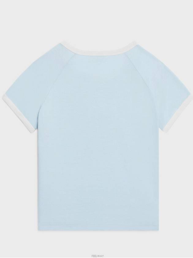 Women s Triomphe Cotton Jersey Short Sleeve T Shirt Pastel Blue Cream - CELINE - BALAAN 4