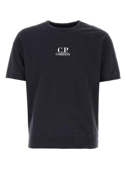 Men's Logo Print Crew Neck Cotton Short Sleeve T-Shirt Navy - CP COMPANY - BALAAN 2