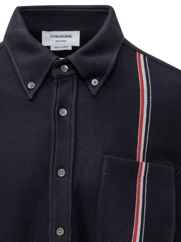 Double Face Knit Long Sleeve Shirt Navy - THOM BROWNE - BALAAN 5