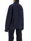 Mohair Embroidered Logo Wool Zip-up Jacket Navy - MIU MIU - BALAAN 4