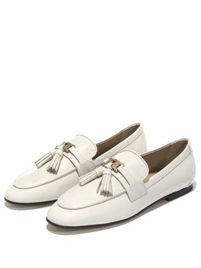 Tassel Embellished Leather Loafers White - TOD'S - BALAAN 2