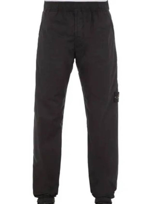 Men's Compass Patch Light Stretch Cotton Canvas Track Pants Black - STONE ISLAND - BALAAN 2