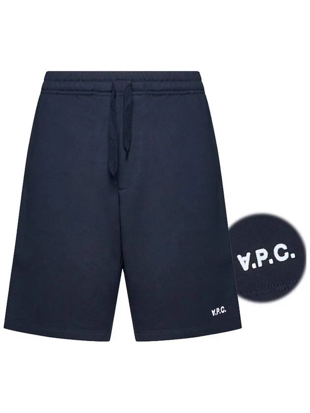 Men's Logo Drawstring Waist Track Shorts Dark Navy - A.P.C. - BALAAN 3