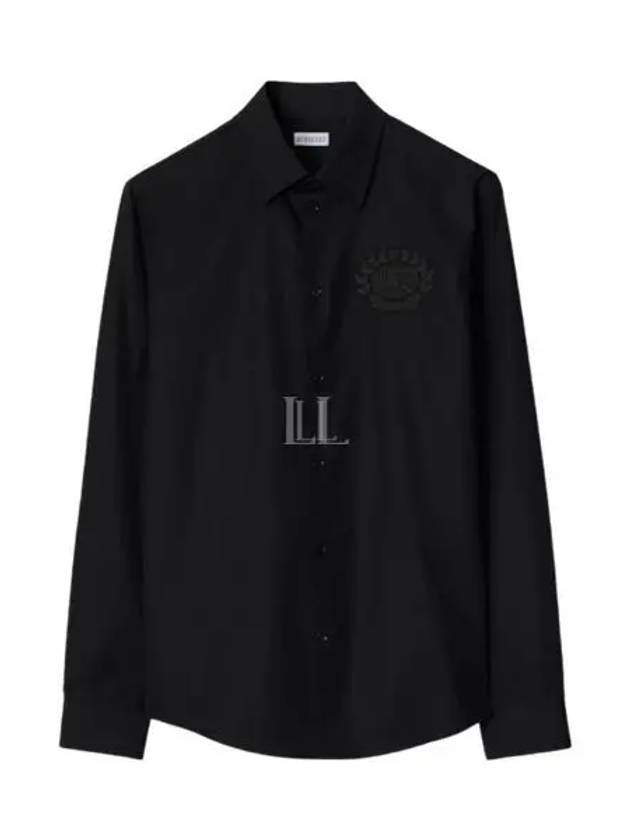 Embroidered Logo Long Sleeve Shirt Black - BURBERRY - BALAAN 2