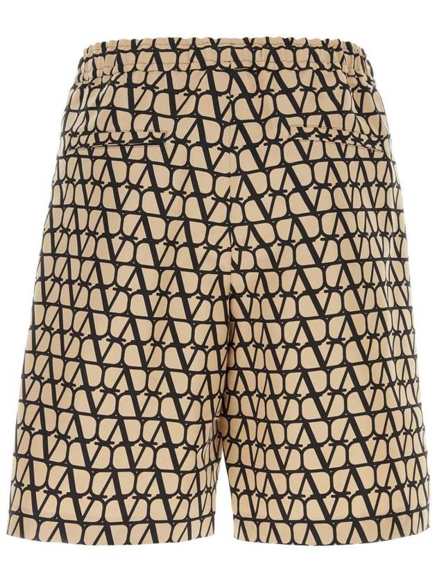 Men's Toile Iconograph Bermuda Logo Monogram Shorts Beige - VALENTINO - BALAAN 3