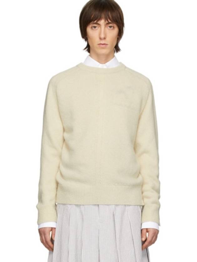 Mohair white three line knit - THOM BROWNE - BALAAN 9