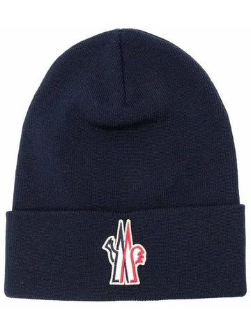 Grenoble Wool Beanie Navy - MONCLER - BALAAN 1