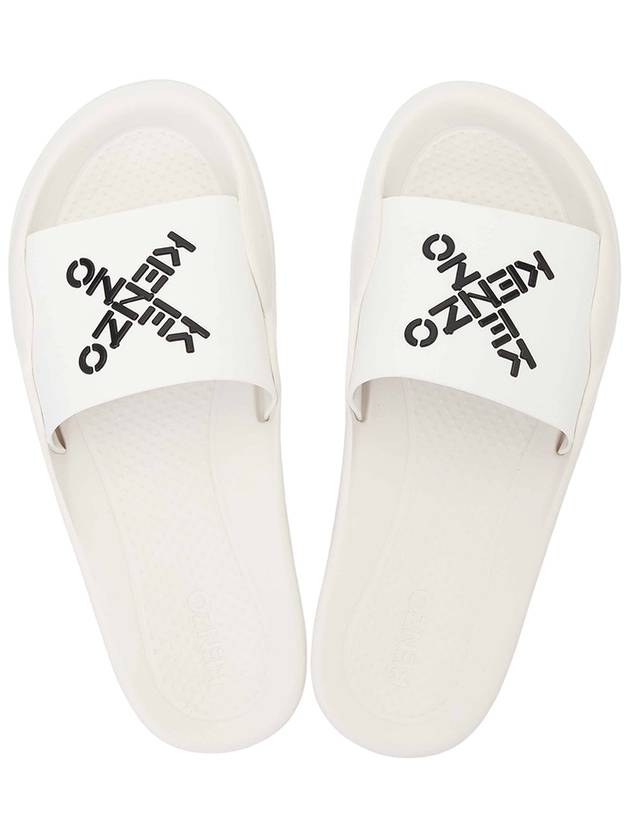 Full Logo Rubber Slippers White - KENZO - BALAAN.