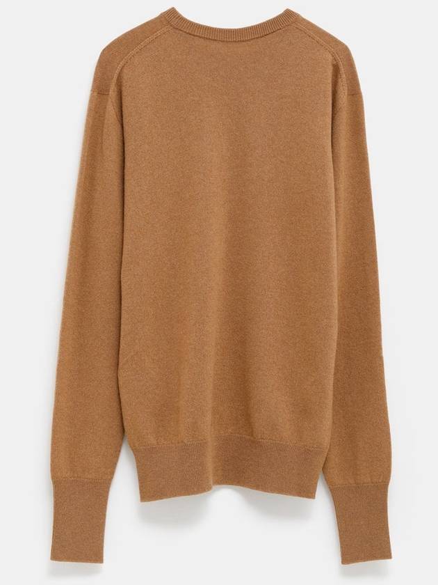 Crew neck cashmere knit top brown - JIL SANDER - BALAAN 3