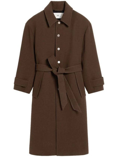 Belt Wool Single Coat Dark Coffee - AMI - BALAAN 1