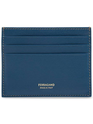 FERRAGAMO Leather Card Case, Men's, Navy Blue - SALVATORE FERRAGAMO - BALAAN 1